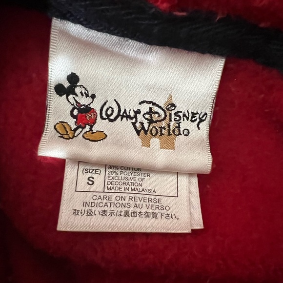Disney Red Hoodie Sweater, adult small, Mickey Mouse, EUC, Epcot, classic - Picture 3 of 7